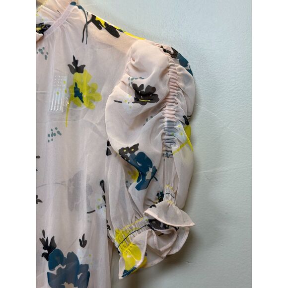 Self Portrait Women's SP18-040T Size 2 Pink Graphic Floral Print Blouse Top - Picture 7 of 10